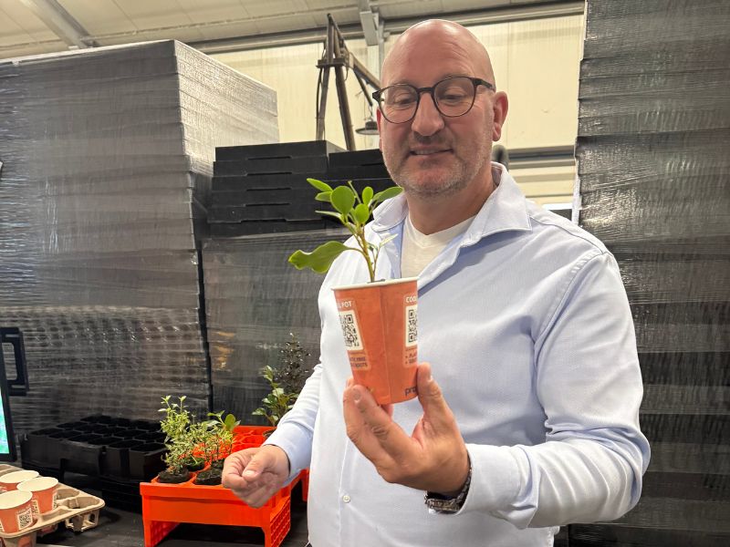 Popieriniai vazonėliai kuriu vidus dengtas vasko kilmės danga